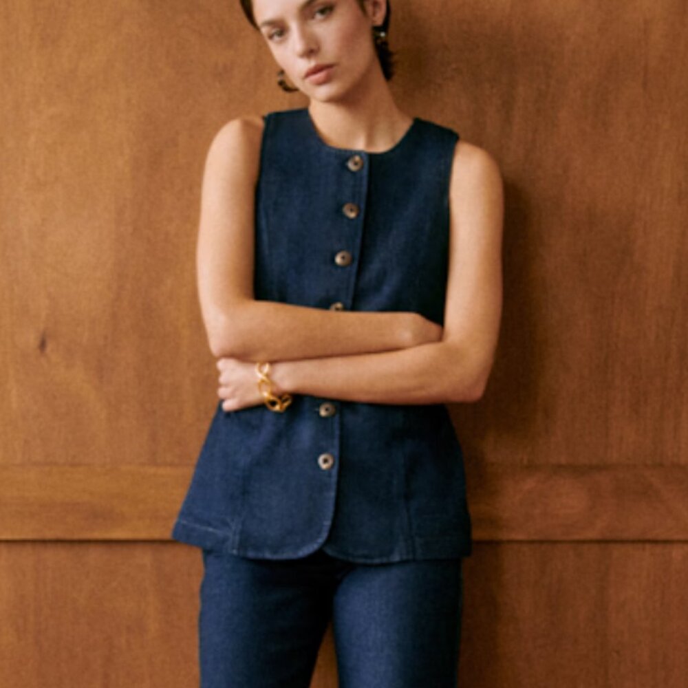 Sezane Redo Jacket Indigo Blue - Size 6